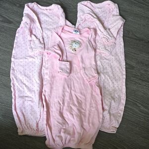 Set Of 3 Pink Kids Pajamas Sacks